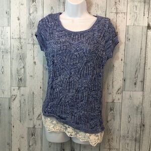 INC Asymmetrical Pointelle-Knit Lace-Hem Large